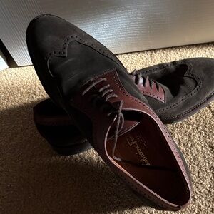Salvatore Ferragamo Men's Dark Brown and Black Derbys